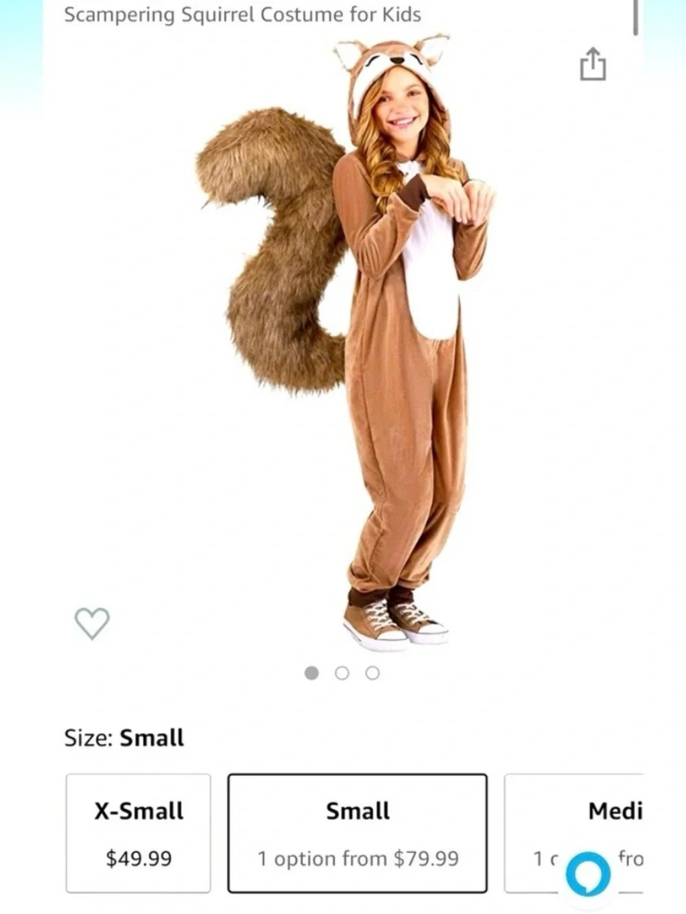 Scampering Squirrel Costume for Kids, Small